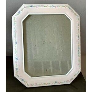 Vintage Ceramic Photo Picture Frame 8x10 Table Top Pale Pink Multi-color Flowers